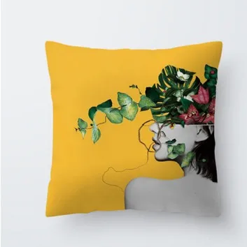 

1PC 45*45cm Yellow Geometric Printed Throw Pillow Case Sofa Car Waist Cushion Cover Office Pillowcase Party Pillow Cover