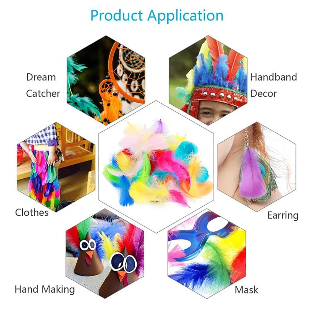 

300Pcs Colorful Dyed Goose Feather For DIY Crafts Wedding Decoration Lightweight Natural Feathers