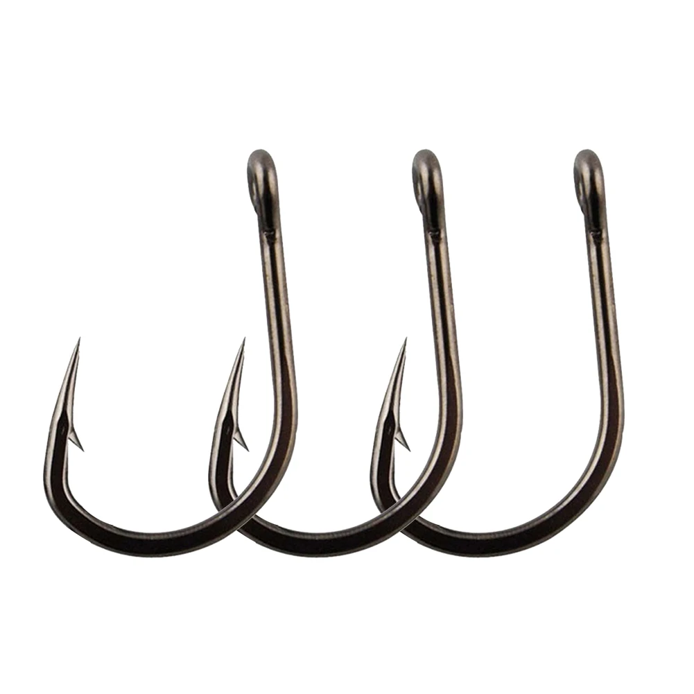 

100Pcs Strong Carbon Steel Saltwater Freshwater Fishing Circle Jig Hooks Fish Hooks Sharp Barbed Offset Bait Hook Fishing Tools