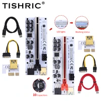 tishric pci e pcie riser 010012 max pci express 1x to 16x extender usb 3 0 cable riser card 10 capacitors adapter for mining