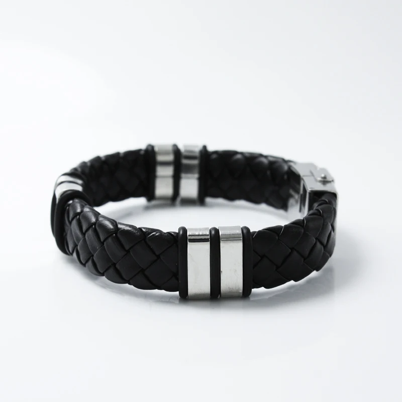 Мужской плетеный браслет из ПУ кожи с застежкой нержавеющей стали | Украшения и