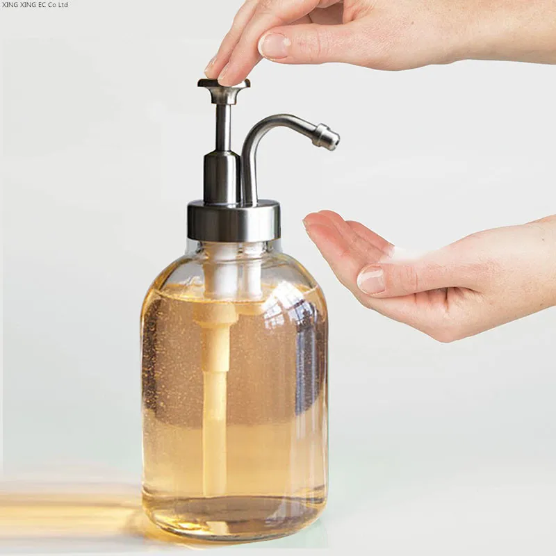 

Transparent Glass Lotion Bottle Bathroom Soap Dispenser Push Type Hand Sanitizer Bottle Shower Gel Dispenser Disinfectant Bottle