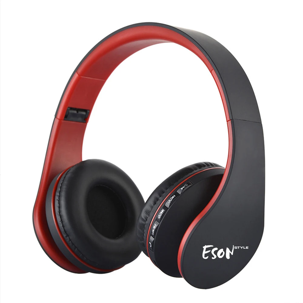 Eson стиль Bluetooth накладные стерео аудио Музыка складные наушники с мягким ухом встроенный микрофон и проводные Hedphones - Цвет: Red