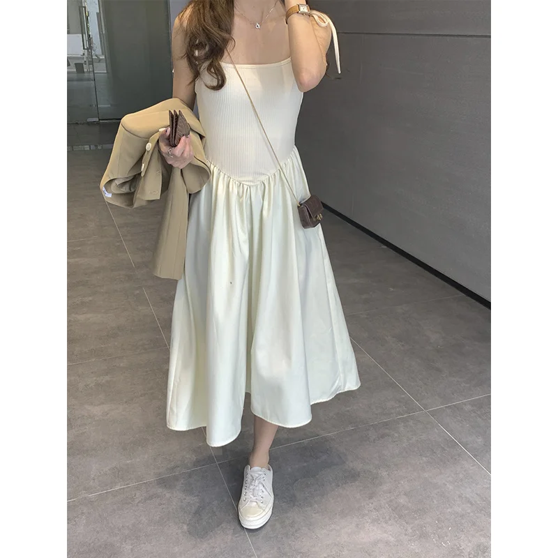 Женское шифоновое платье средней длины трикотажное на французских подтяжках с