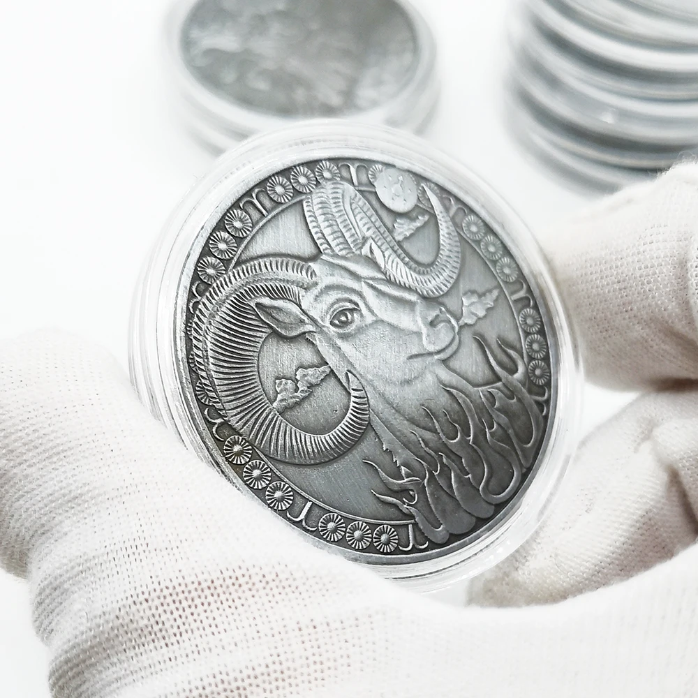 Двенадцать созвездий зодиака серебряные памятные монеты Овен Таро желания