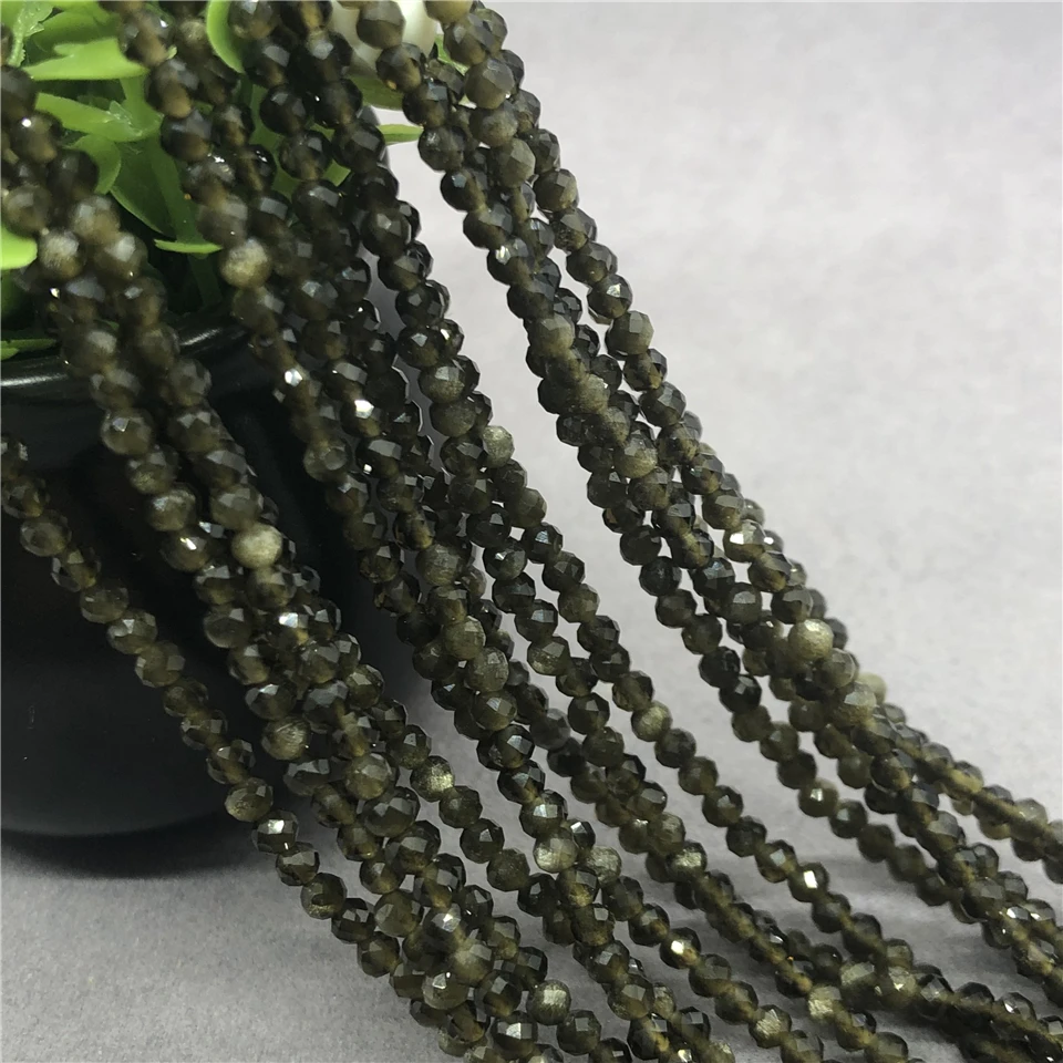 Золотистый обсидиан 2/3/4 мм маленькая фотоблестящая огранка сделай сам - купить по