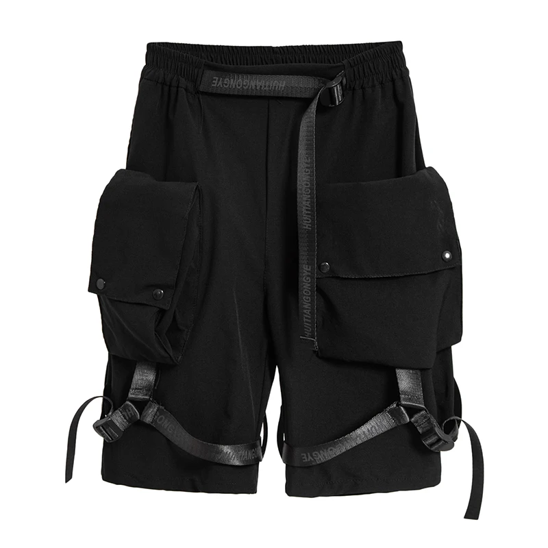 Мужские спортивные шорты Kpop черные с большим карманом уличная одежда в стиле