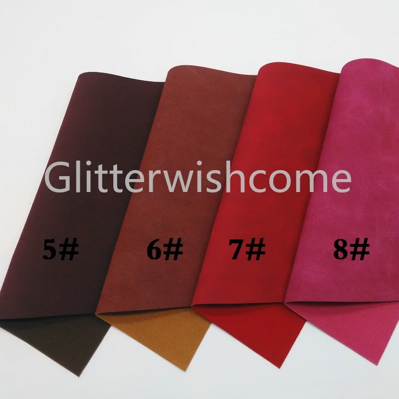 Glitterwishcome 21X29CM A4 Size Suede Faux Leather Fabric, Vinil Para Lozos, Synthetic Leather Fabric for Bows, GM386A
