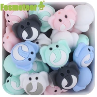 fosmeteor 5pcs bpa free elephant baby teething beads cute silicone beads for food grade infant nursing teether toy accessories