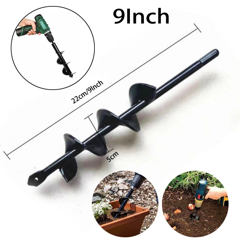 

9 Inch Garden Auger Drill Bit Grass Plug Plant Flower Bulb Auger Rapid Planter Hole Drill Augers Hole Digger for Drill Tool