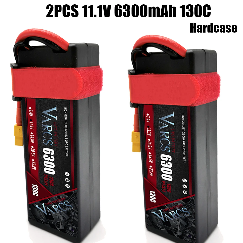 

2PCS VARCS Lipo Batteries 3S 11.1V 6300mAh 130C/260C HardCase for RC 1/8 /10 Car Off-Road Buggy Truck Boats Drone salash Parts