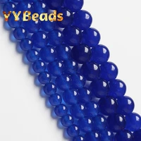aaa dark blue chalcedony jades beads natural gem stone round smooth beads for jewelry making charm earring 15 4 6 8 10 12 14mm