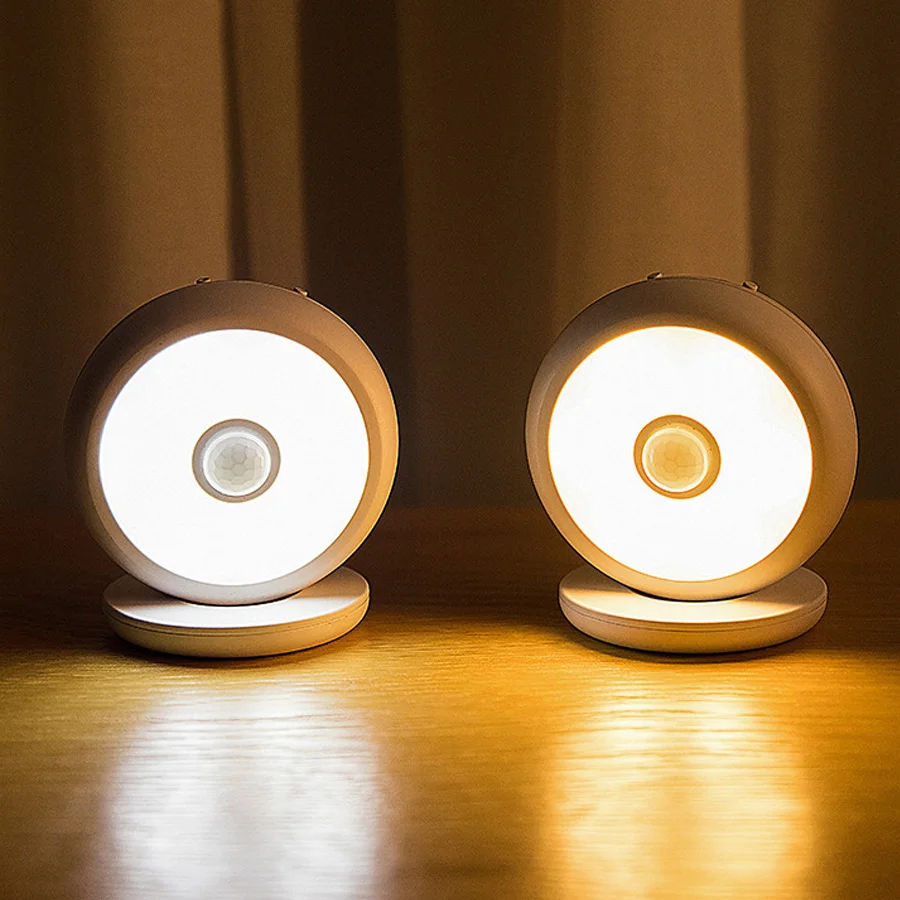 

Doughnut intelligent LED body sensing night light creative USB charging bedside lamp automatic body sensing wall lampA376