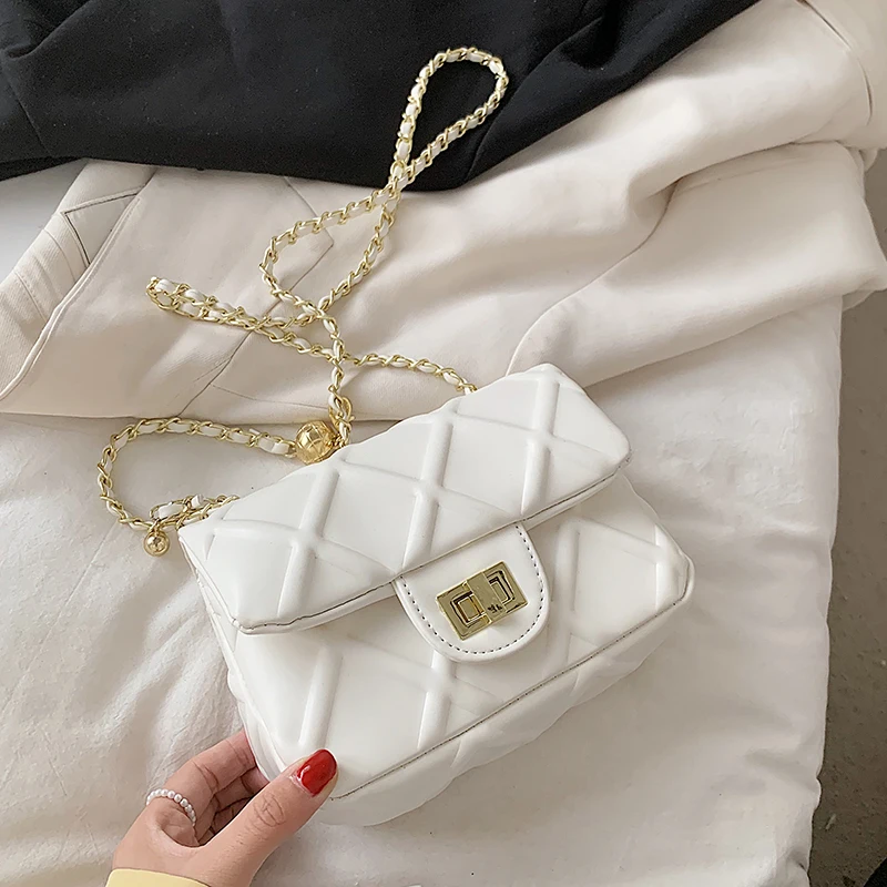 

Lingge Small PU Leather Flap Crossbody Bags for Women 2021 Branded Luxury Handbags Designer Lady Chain Travel Shoulder Purses