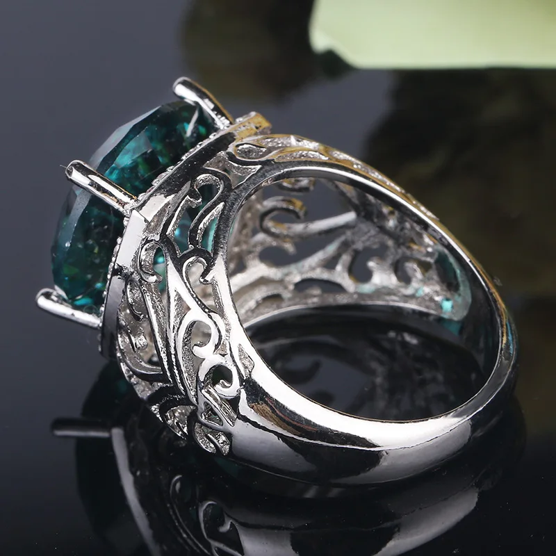 Женское кольцо с зеленым кубическим цирконием серебро 925 пробы размеры 6 7 8 9 10|ring