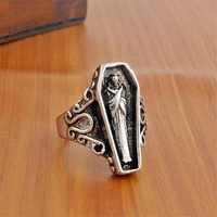 new vintage silver plated coffin egyptian mummy ring simple retro personality size adjustable joint mummy ring gift jewelry
