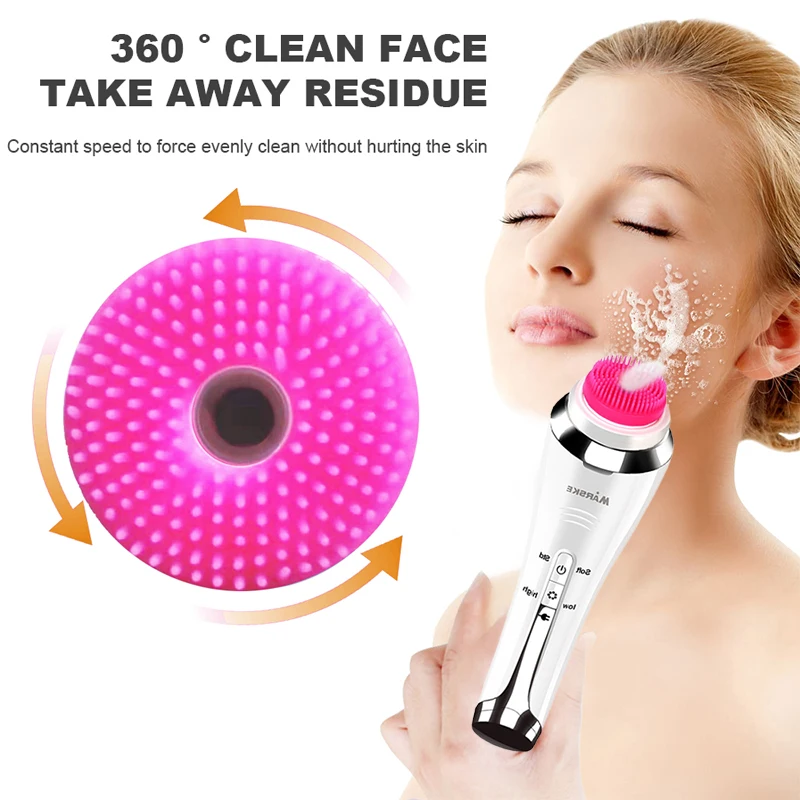

4-in-1 electric facial cleansing brush, automatic rotation and heating deep massage to remove blackheads and clean facial skin c