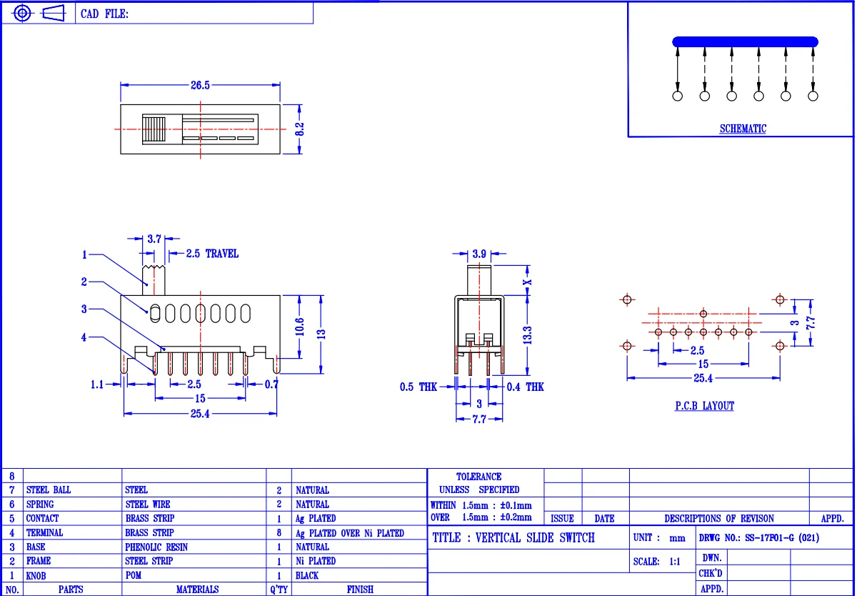 SS 17F01 одинарный шест семь бросков 7 позиционный переключатель 10 контактный