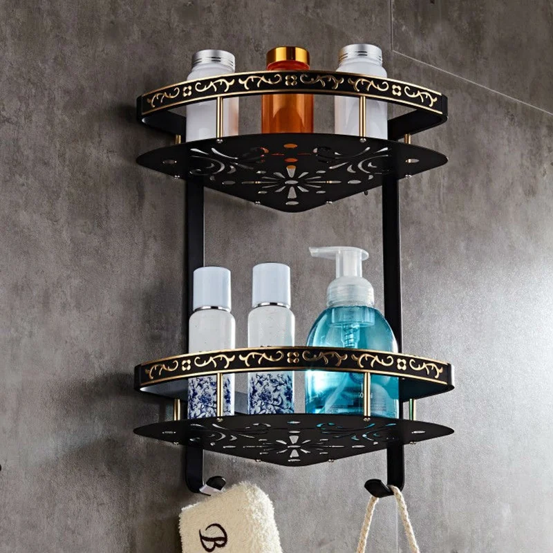 Промо-акция! Полки 2 слоя антикварная металлическая угловая полка для душа