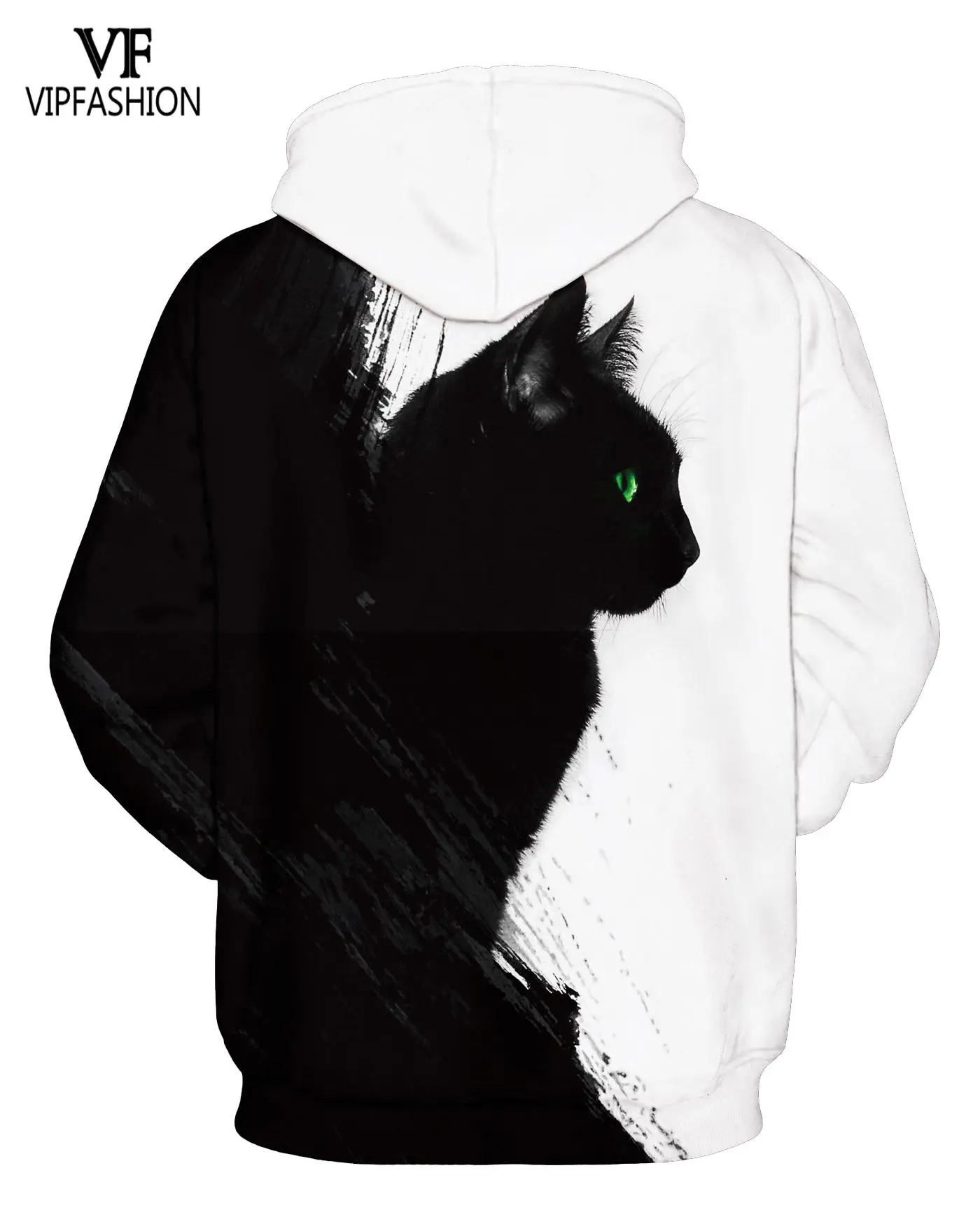 Мужские толстовки с длинным рукавом и капюшоном VIP FASNHION 2019 черно белый