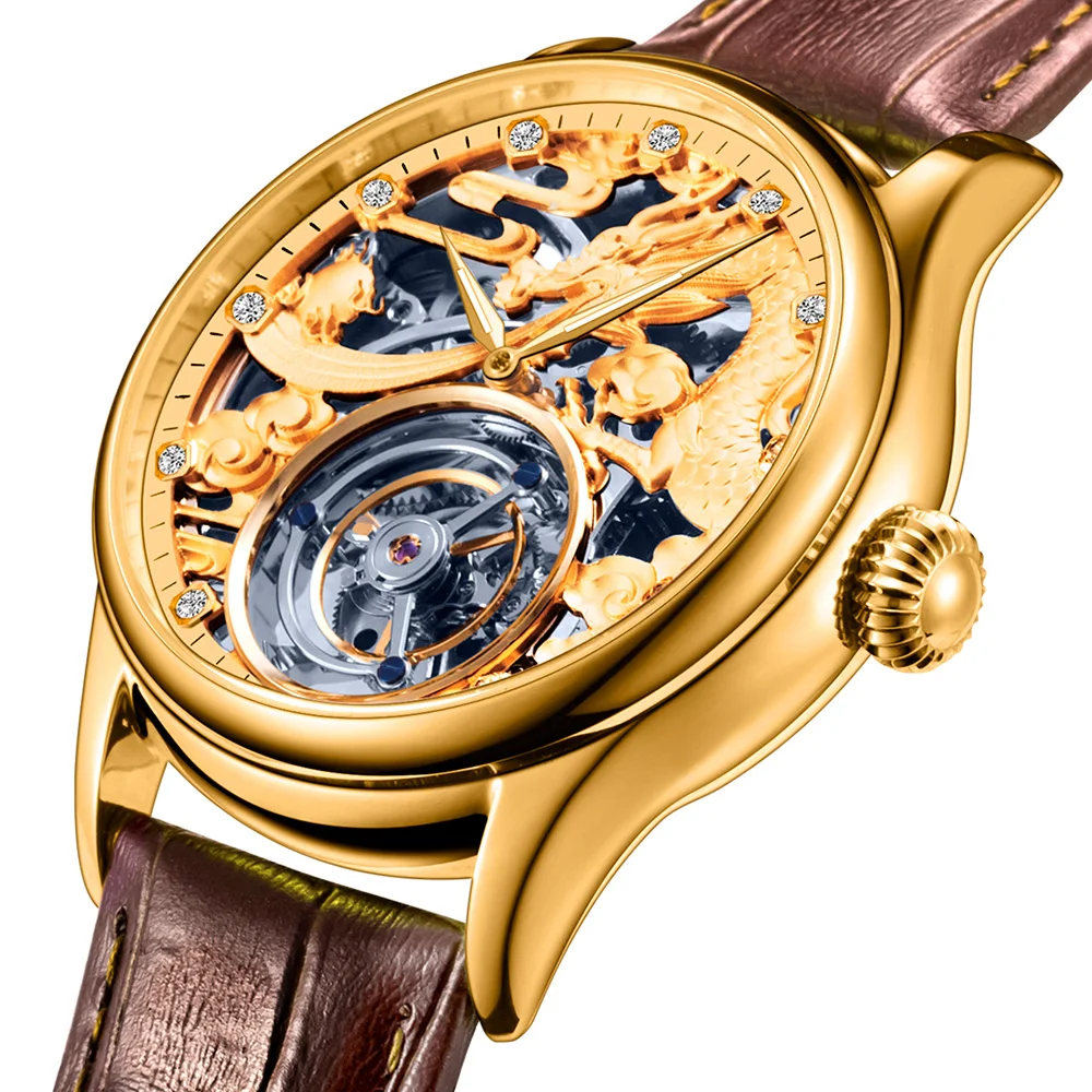 

DRAGON TOURBILLON MECHANICAL MOVEMENT MEN'S HIGH-END PRIVATE CUSTOM MECHANICAL LEATHER WATCHES ORIGINAL HOLLOW RELOJES HOMBRE