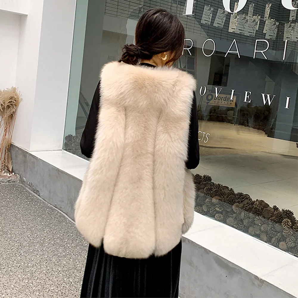 TOPFUR Natural Real Fox Fur Vest Women V-Neck Winter Coat Luxury Striped Fur Gilet Thick Warm Female Jacket 2020 Outerwear