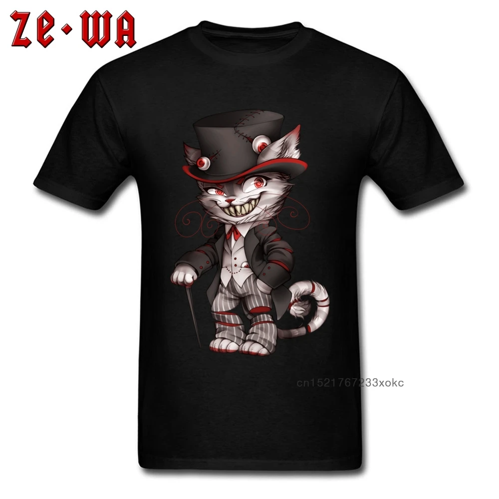 Футболка с объемным принтом жуткий Кот Мужская футболка круглым вырезом