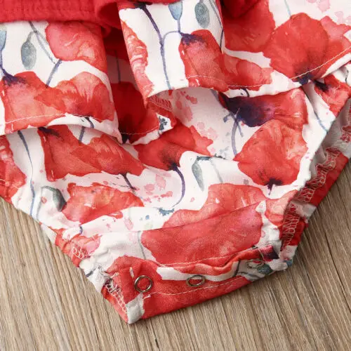 Женский цветочный комбинезон повседневный с длинным рукавом красный цвет | Мать