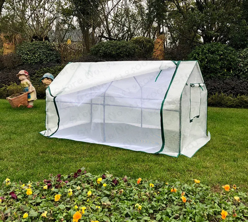 

Уличное теплое покрытие для теплиц, зеленое полиэтиленовое покрытие большого сада со стальным каркасом и молнией для растений, 270x88x90 см
