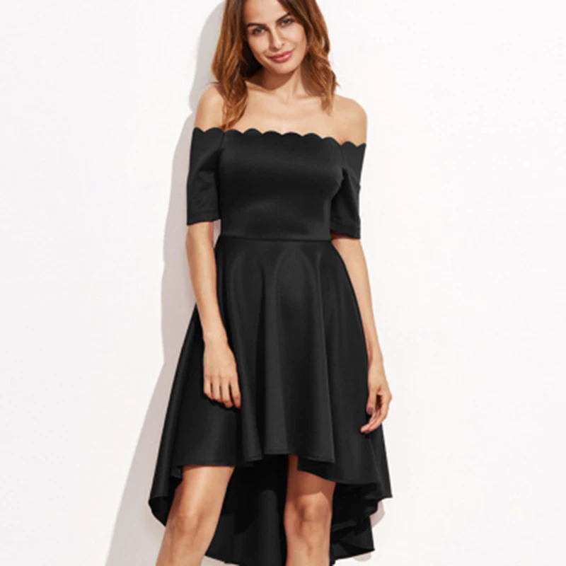 Новинка 2019 женское элегантное платье с открытыми плечами и коротким рукавом