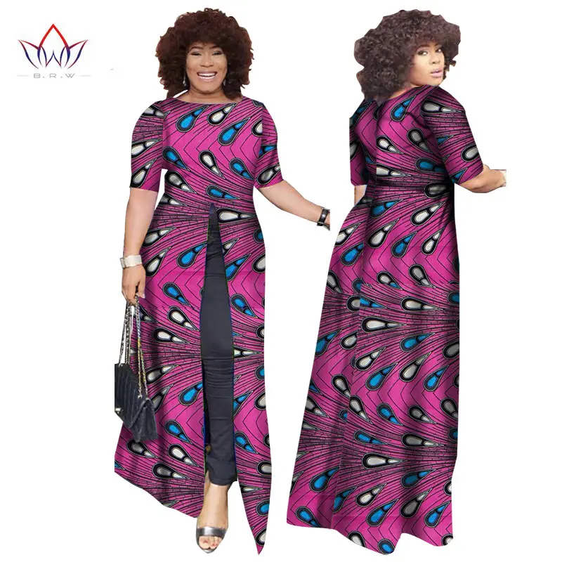 Африканский dashiki африканских платья повседневные Прямые сплит печати Африканский принт хлопок Одежда Сорочка африканского Femme brw WY852 - Цвет: 16