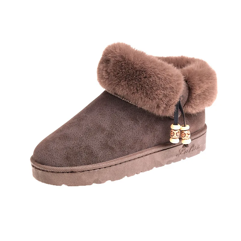 Женские ботинки с добавлением хлопка зимние на толстой подошве короткие милые