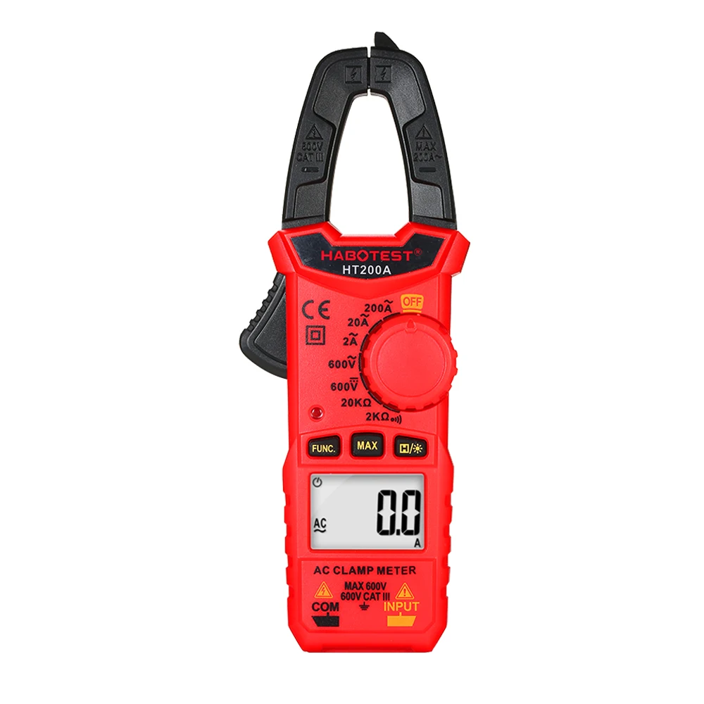 HABOTEST HT200A Мини AC цифровой клещи True RMS Авто Диапазон Цифровой мультиметр ток