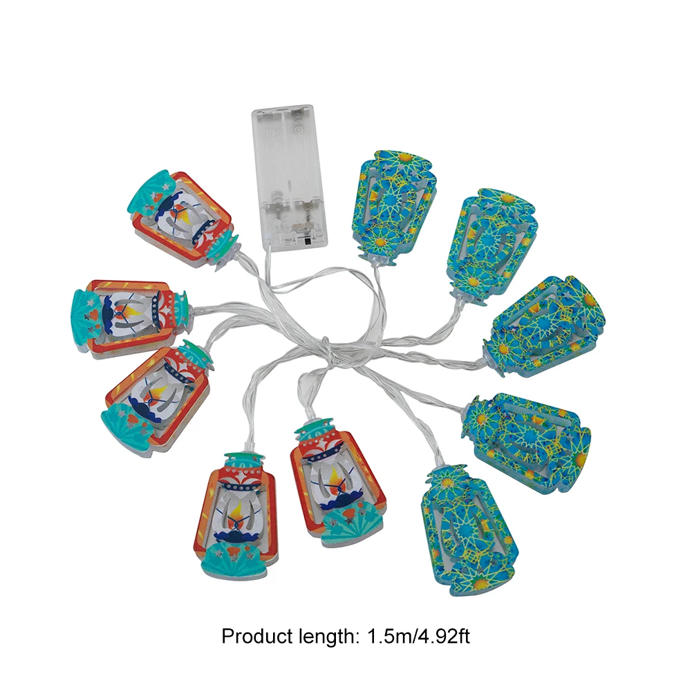 

Colorful Lantern String Light 10 LED Alloy Lamps Eid Mubarak Festival Decoration LED Night Light Bedroom Lamp Decor