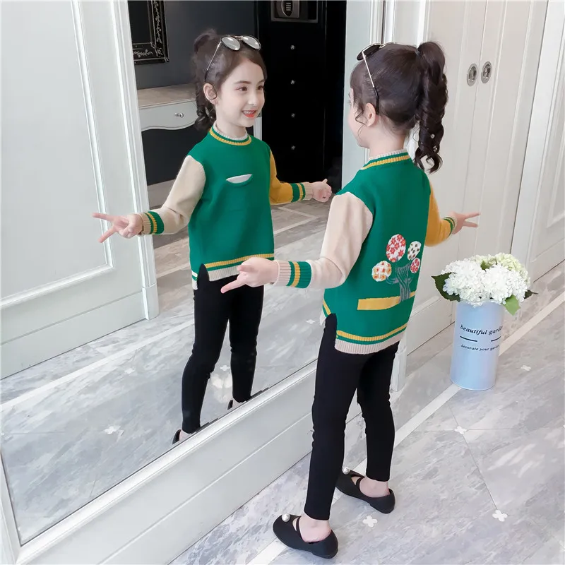 Special Offer Girls Trendy Knitted Sweaters Spring Fall Children's Color-Blocking Pullovers New Kids Cute Knitwear Clothes P275 | Мать и