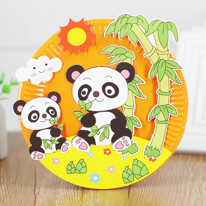 panda EVA DIY мультфильм ремесла игрушки для детей ручной работы ремесло Животное Головоломка бумажный лоток картина рюкзак творческое Образование игрушка - Цвет: panda
