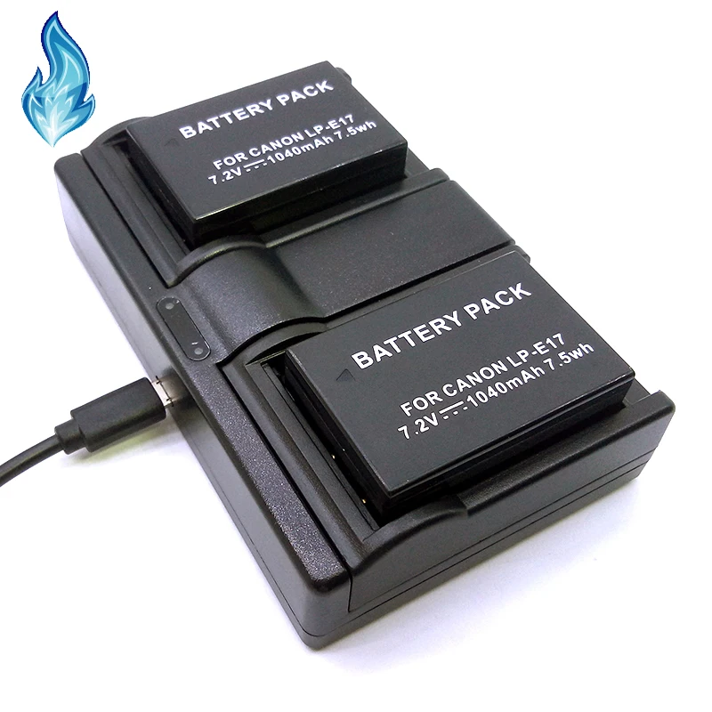 Двойное зарядное устройство USB для фотоаппаратов Canon EOS 77D M3 M5 M6 Rebel T6i 750D T6s 760D T7i 800D