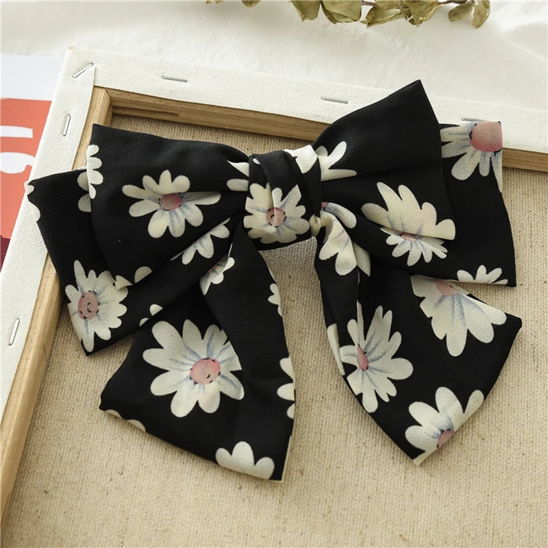 Заколка для волос женская 3 слоя большие банты розовая желтая шпильки конский