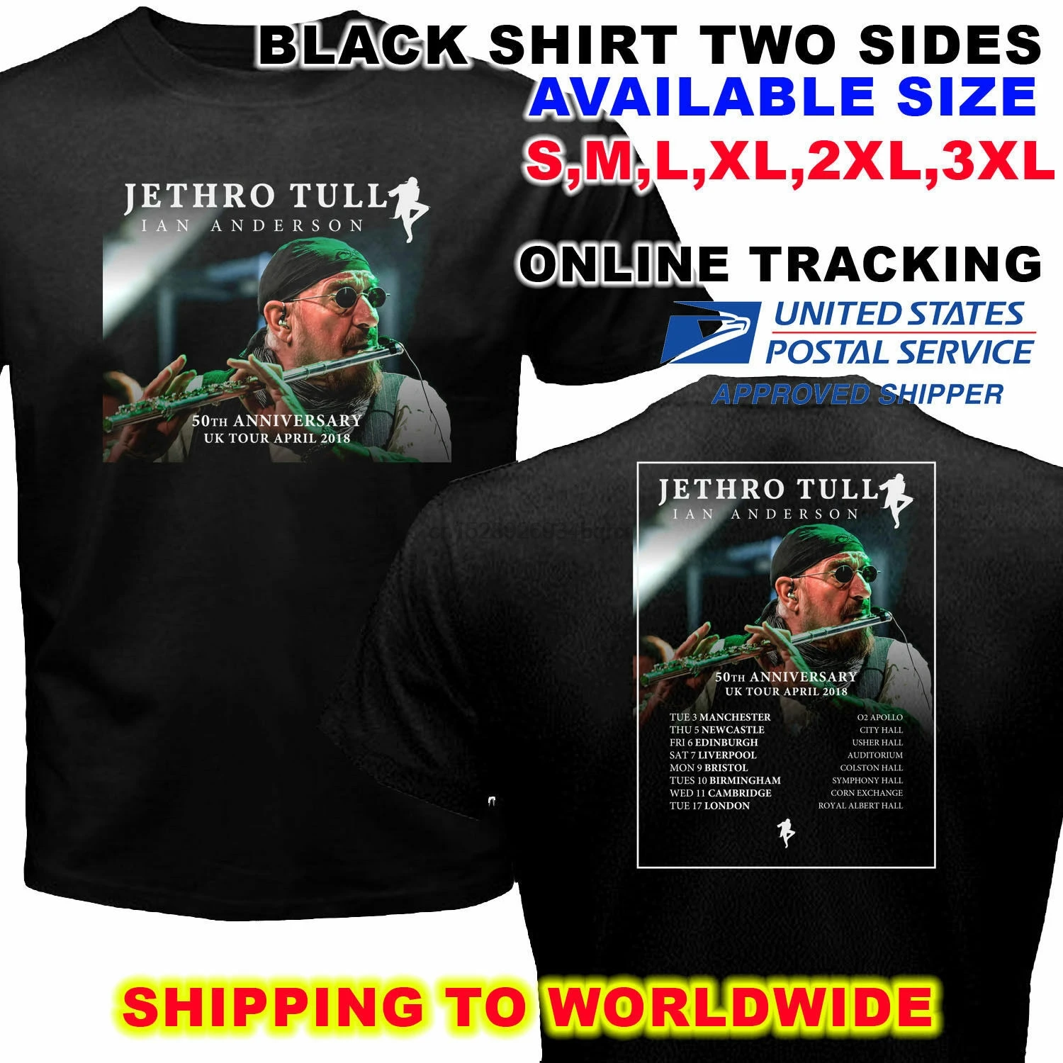 Новинка JETHRO TULL 50TH ANNIVERSARY TOUR 2018-футболка S-5XL мужчин и женщин | Мужская одежда