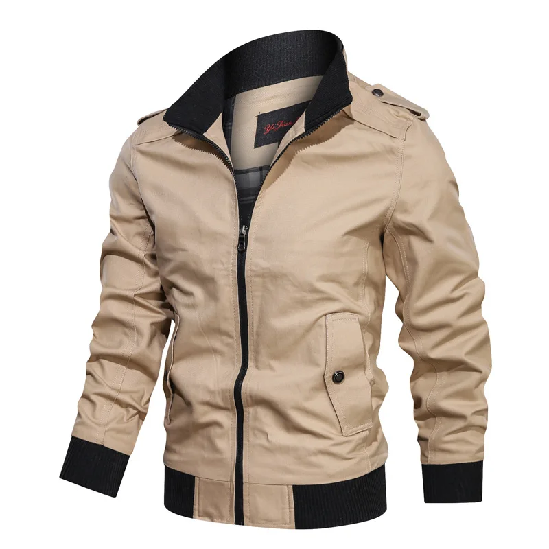 

2020 Autumn New Jacket Men Casual Solid Color Stand Collar Men Clothing Plus Size M-4XL Cotton Hommes Veste Dropshipping Coat