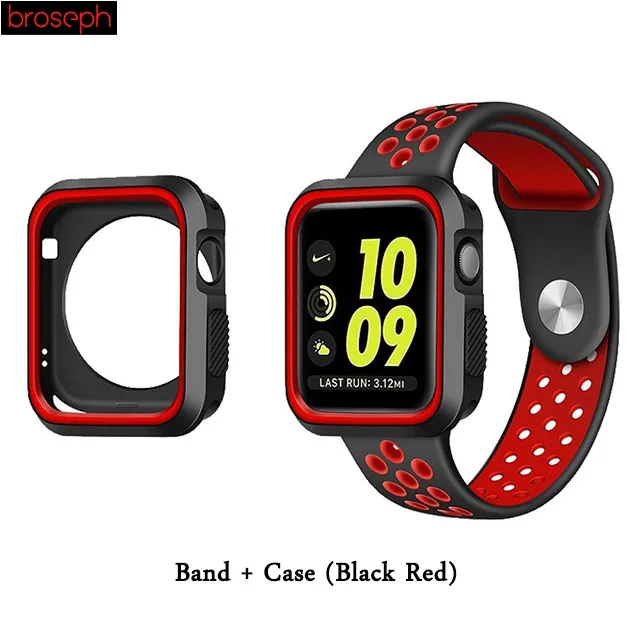 Black Red-1 Watch Protector Bumper for Apple watch 4 Case 40mm 44mm Silicone Watch Cases Cover for Iwatch Series 3 2 1 Strap 38mm 42mm - Цвет: Black Red-1
