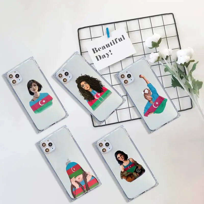 

Azerbaijan buta flag fashion girl Phone Case Transparent for iPhone 7 8 11 12 se 2020 mini pro X XS XR MAX Plus