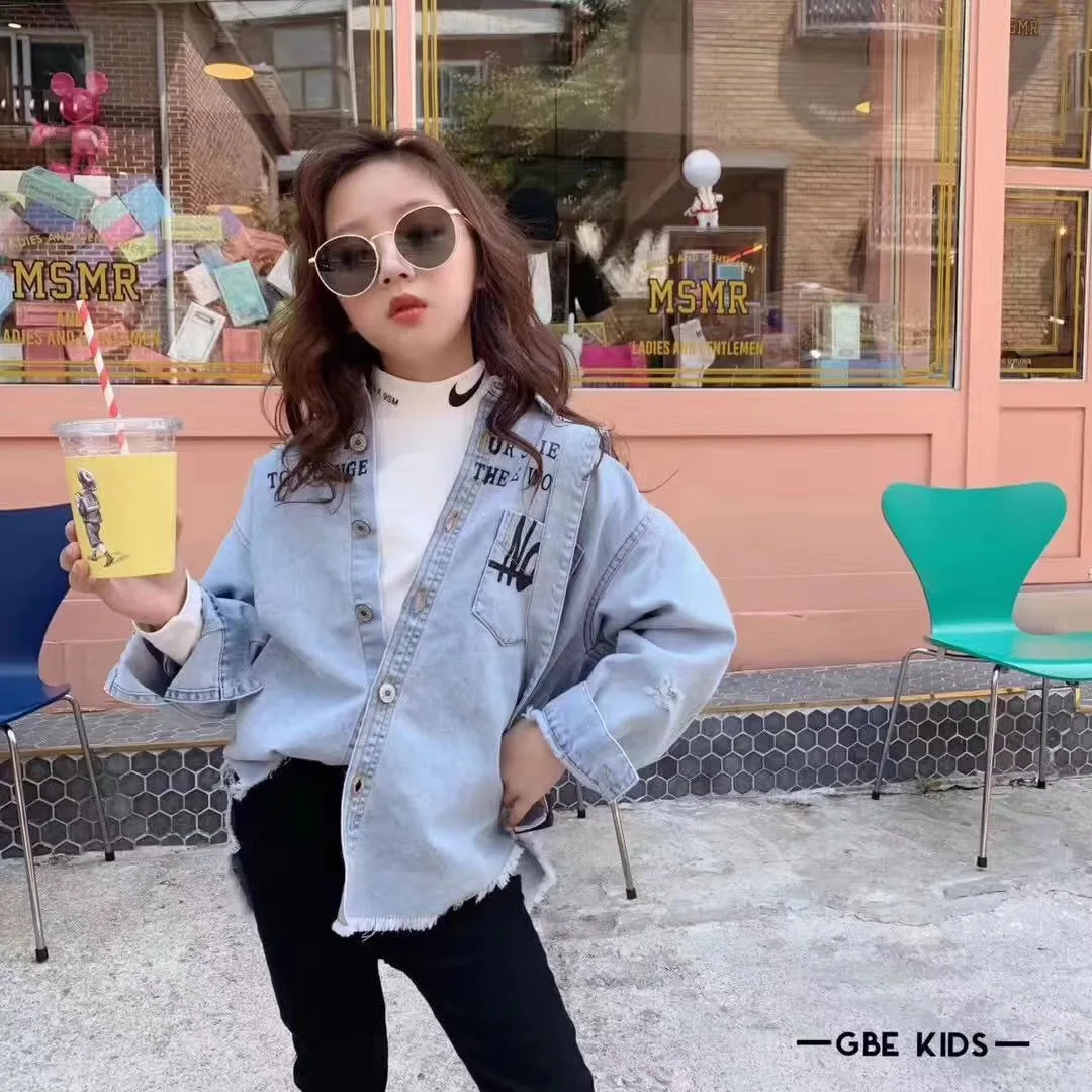 Детская одежда Новинка Весна 2020 Мужская и женская джинсовая рубашка в зарубежном