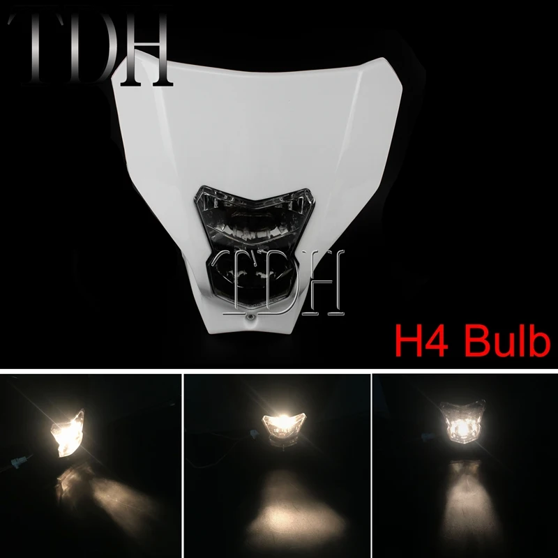 Bulb White Светодиодный H4 мотокросса грязи велосипед фара HI/LO луч передняя лампа для Honda CRF450L CRF450XR CRF250R CRF450R CRF X/R - Цвет: Bulb White