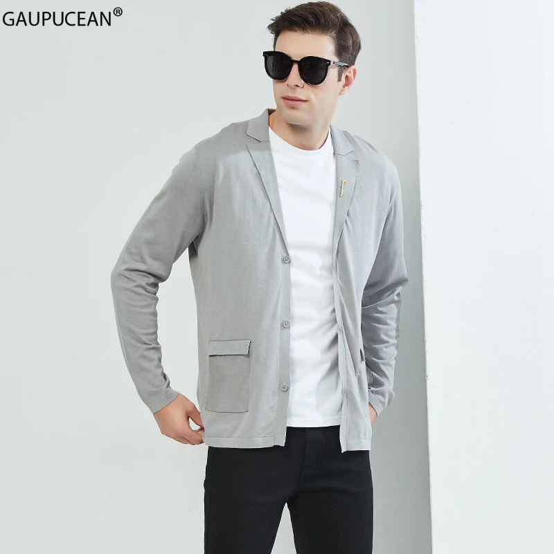 

Cotton Natural Silk Linen Anti-pilling Thin Quality Fashion Man Cardigan Casual Male Summer Spring Single Breasted Men Sweater