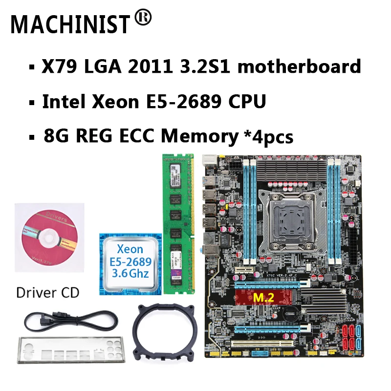Комплект материнской платы X79 LGA 2011 материнская плата с M.2 слотом Intel Xeon E5 2689 2,6 ГГц ram 32G(4*8G) REG ECC