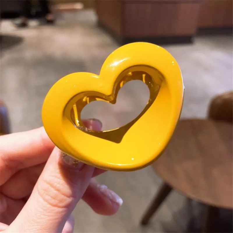 Простые пластиковые заколки для волос в форме сердца косметические аксессуары