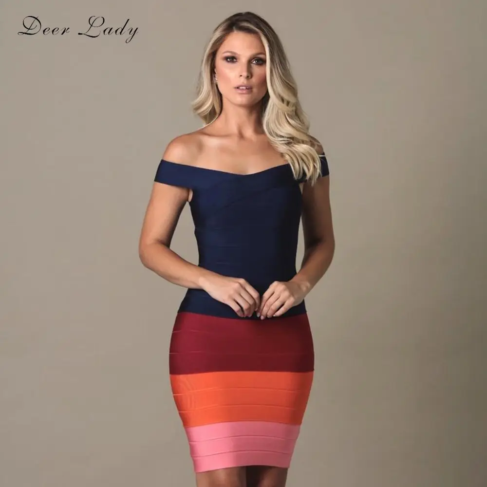 Дамское Бандажное платье с оленем 2020 Vestido Радужное мини сексуальное открытыми