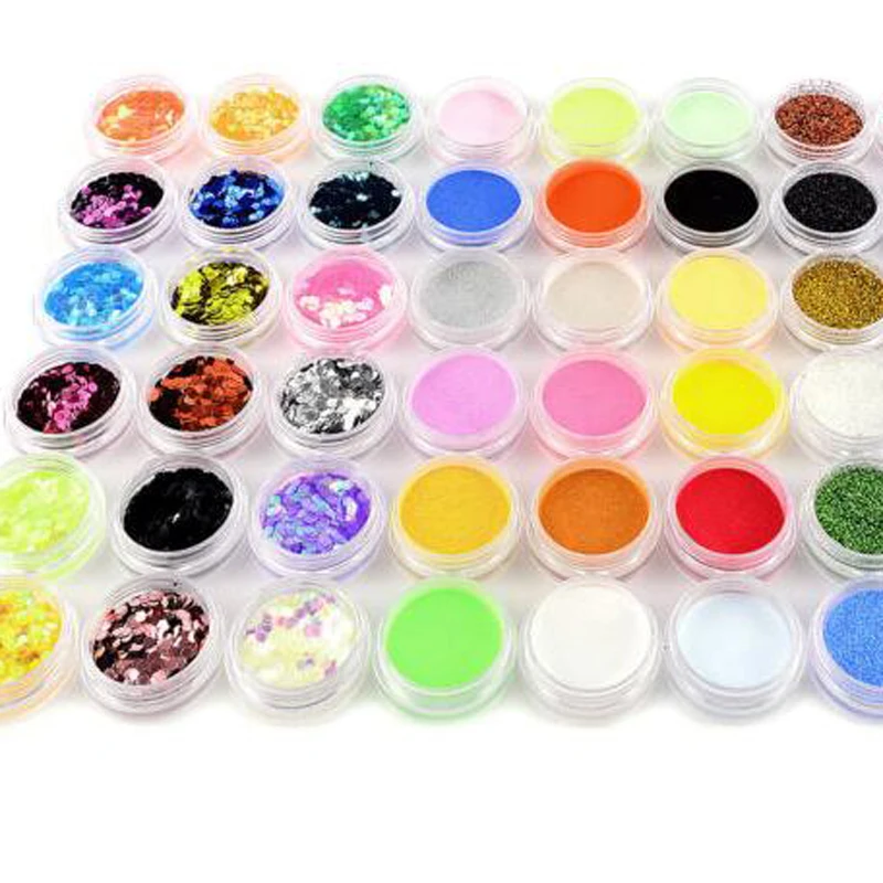 

(210) (48pots) 45 Jars Nail Glitters Powders 45 Colours Glitter Dust Powder Pots Set Nail Art Tips Decoration / Crafts / DIY