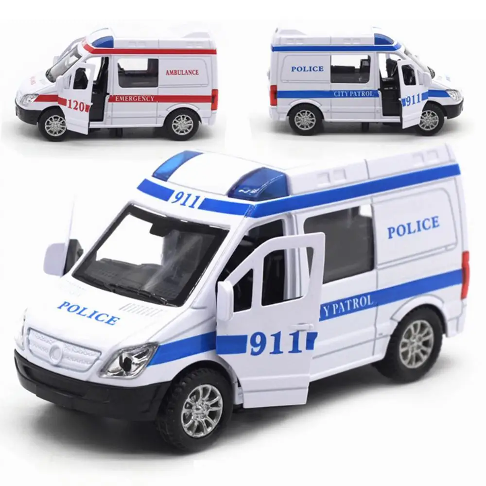 

Simulated Pull Back Sound Light Ambulance Police Car Fire Truck Kids Toy Gift